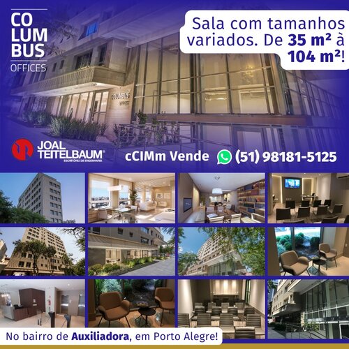 Sala com tamanhos variados. De 35 m² à 104 m²!