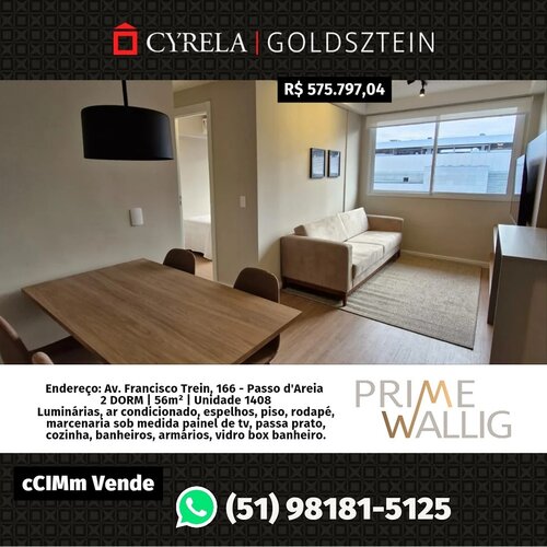Apartamento 56m² bairro Passo D'areia!