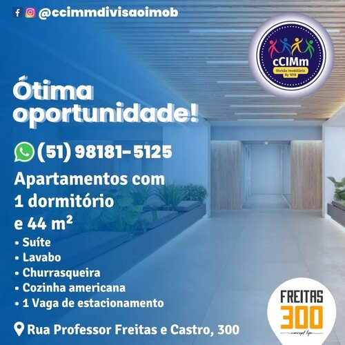 Apartamentos com 1 dormitório e 44 m²!