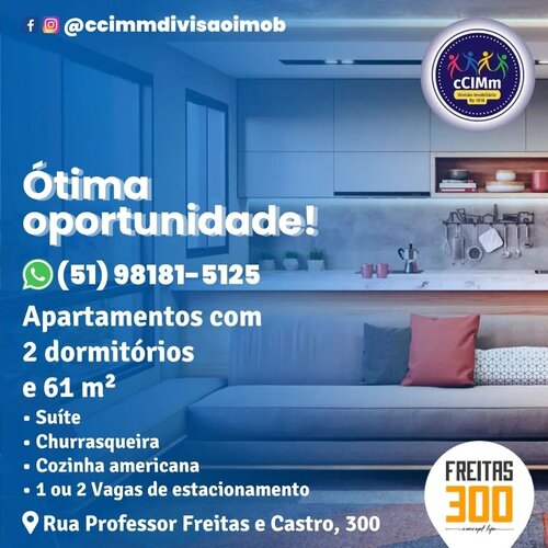 Apartamentos com 2 dormitórios e 61 m²