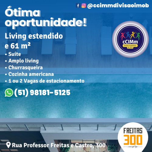 Apartamento com 1 Suíte e Living estendido