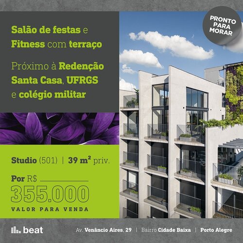 Apartamentos Tipo Studio com 39m²