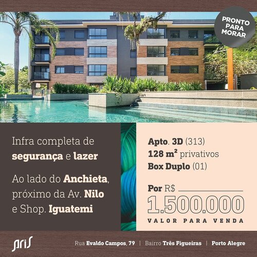 Apartamentos com 128 m² e infraestrutura completa