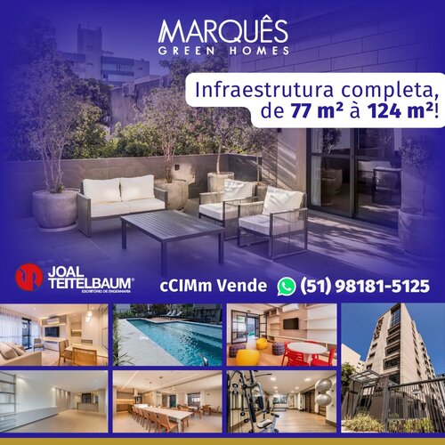 Infraestrutura completa, de 77m² à 124 m²!